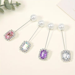 4pcs Crystal Metal Scarf Pin Rhinestone Silvery Shawl Buckle Safety Pins