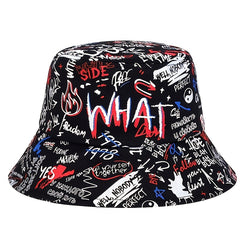Men's Hip Hop Bucket Hat Colored Graffiti Print Street Style