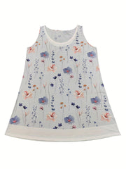 Colorblock Floral Print Round Neck Tank Dress