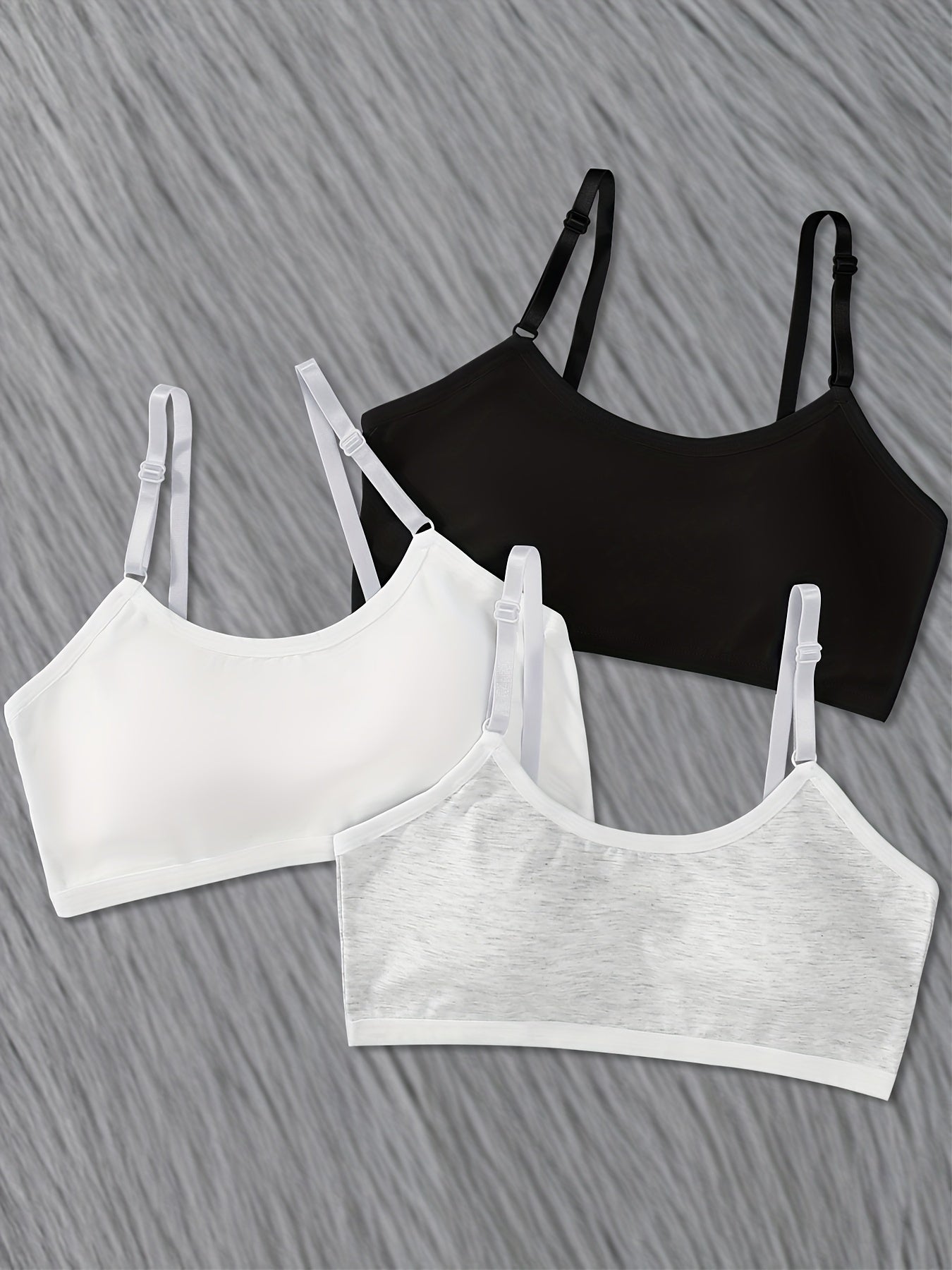 3pcs Girls Adjustable Stretch Sports Bras Comfortable Soft Bralette