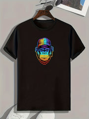 Gradient Chimpanzee Print Men's Tee for Outdoor Summer