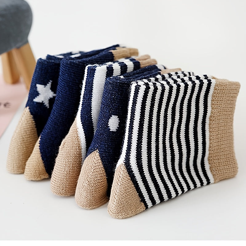 5 Pairs Baby Polka Dot Cotton Crew Socks for Girls and Boys