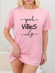 Casual Sleep Dress Women's Plus Letter Print Short Sleeve