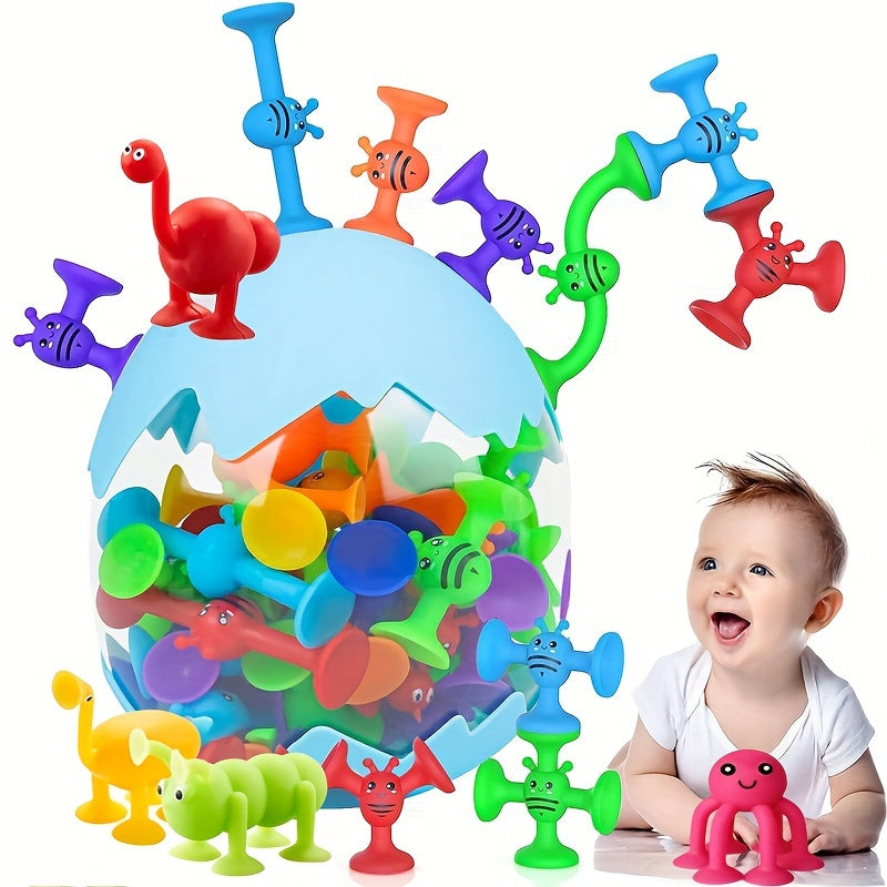 Suction Cup Stacking Toys for Kids - Montessori Bathtub Sensory Travel Toys