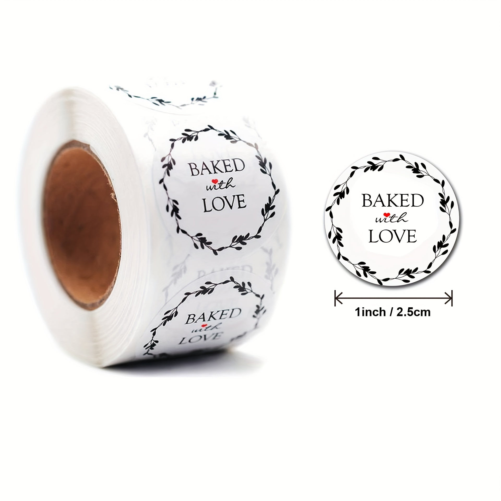 500pcs Round Baking With Love Sticker Dessert Sealing Label