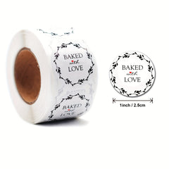 500pcs Round Baking With Love Sticker Dessert Sealing Label