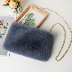Plush Chain Shoulder Bag Faux Fur Crossbody Bag