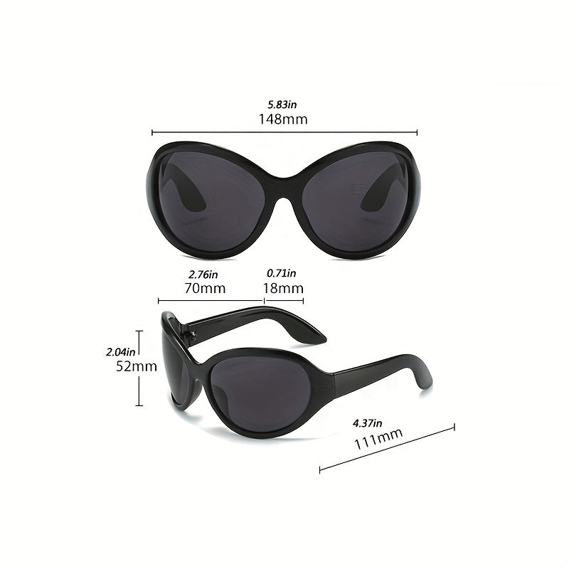 Y2K Wrap Around Sunglasses Oversized Hiphop Tinted Glasses UV400