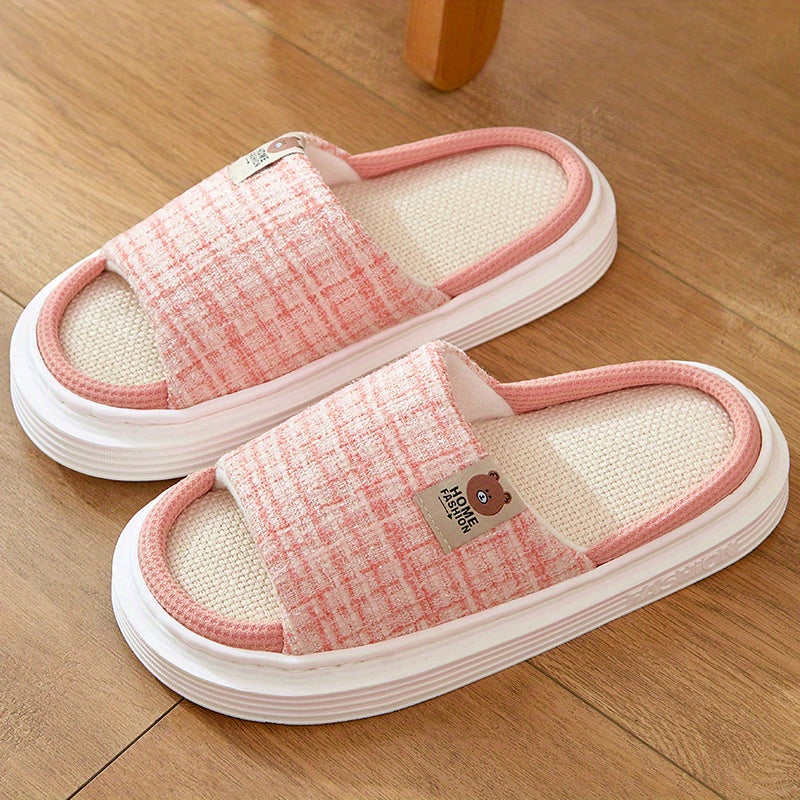 Women's Linen Slippers Platform Slide Sandals