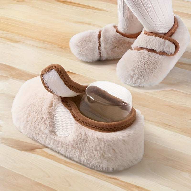 Warm Furry House Shoes For Baby Girls Non-Slip Soft Bottom Shoes