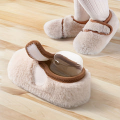Warm Furry House Shoes For Baby Girls Non-Slip Soft Bottom Shoes