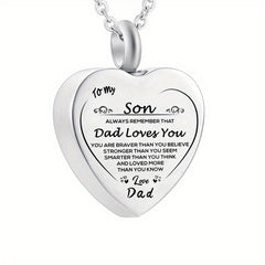 Heart Cremation Urn Necklace Stainless Steel Pendant Keepsake Gift