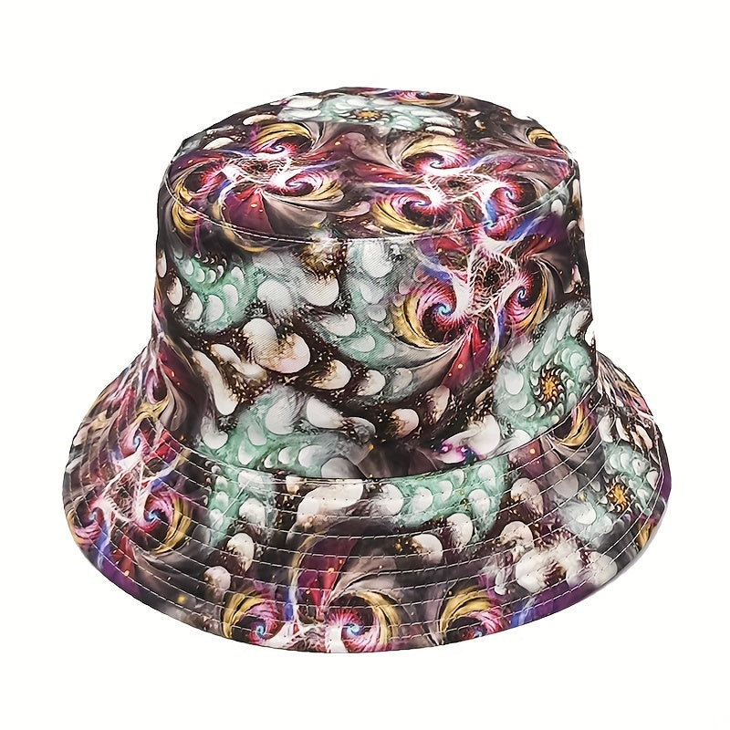 Unisex Vintage Abstract Sunshade Bucket Hat For Outdoor Travel