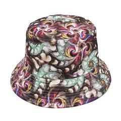Unisex Vintage Abstract Sunshade Bucket Hat For Outdoor Travel