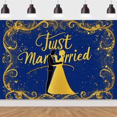 Royal & Golden Wedding Backdrop with Just Married