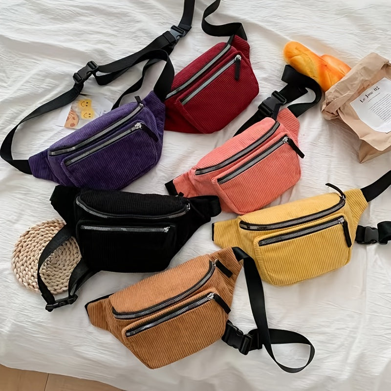 Stylish Corduroy Fanny Pack for Outdoor Sports