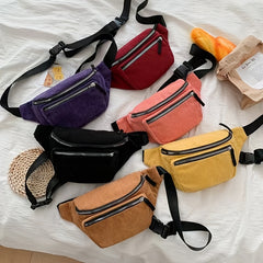 Stylish Corduroy Fanny Pack for Outdoor Sports