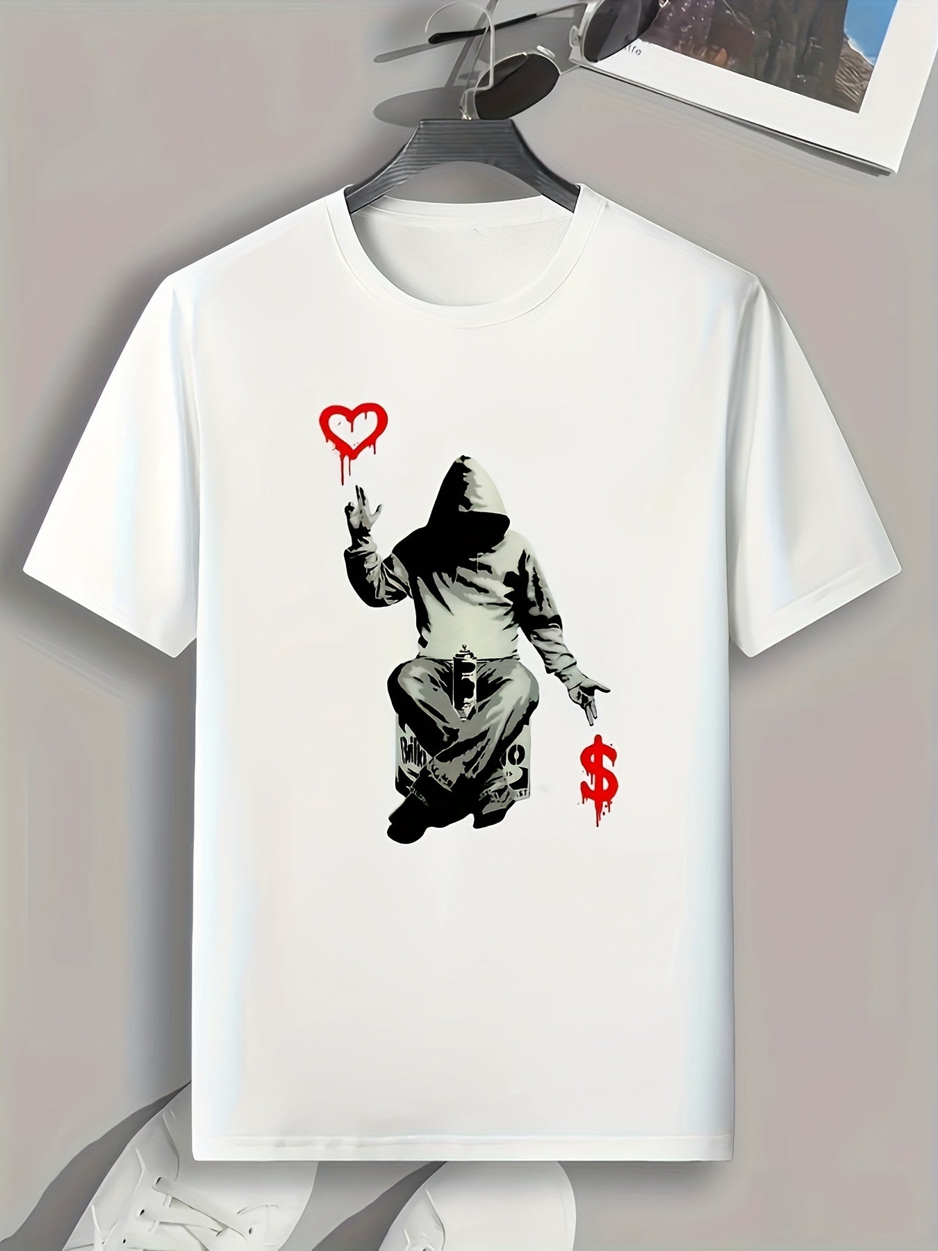 Mysterious Person Print Men's Graphic T shirt Casual Comfy Tees For Summer