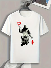 Mysterious Person Print Men's Graphic T shirt Casual Comfy Tees For Summer
