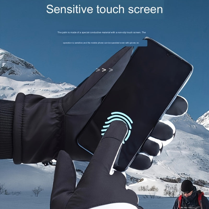 Winter Waterproof Thick Plus Velvet Warm Gloves for Outdoor Cycling Skiing