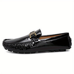 Men's Glossy Moccasin Loafer Shoes Non Slip Driving Shoes