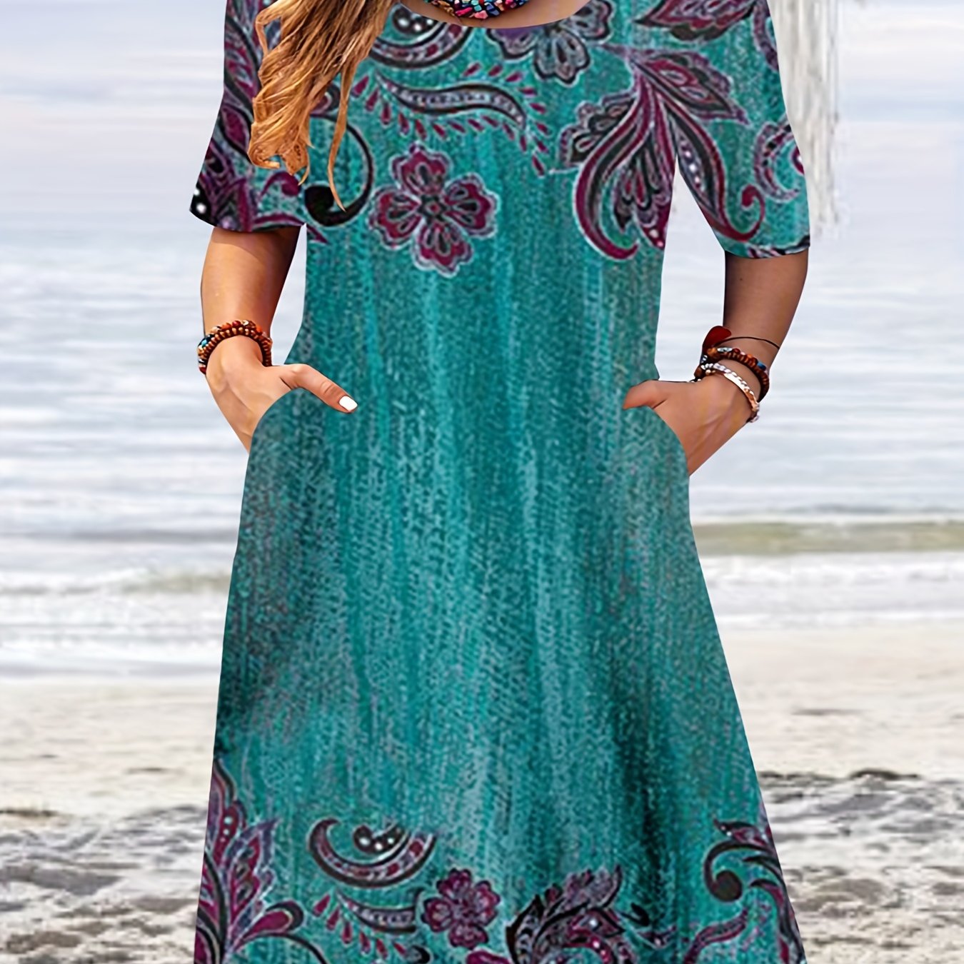 Floral Print Dress w/ Pockets
