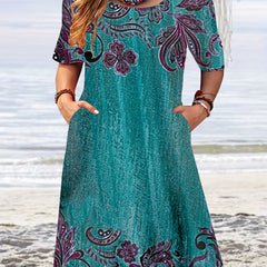 Floral Print Dress w/ Pockets