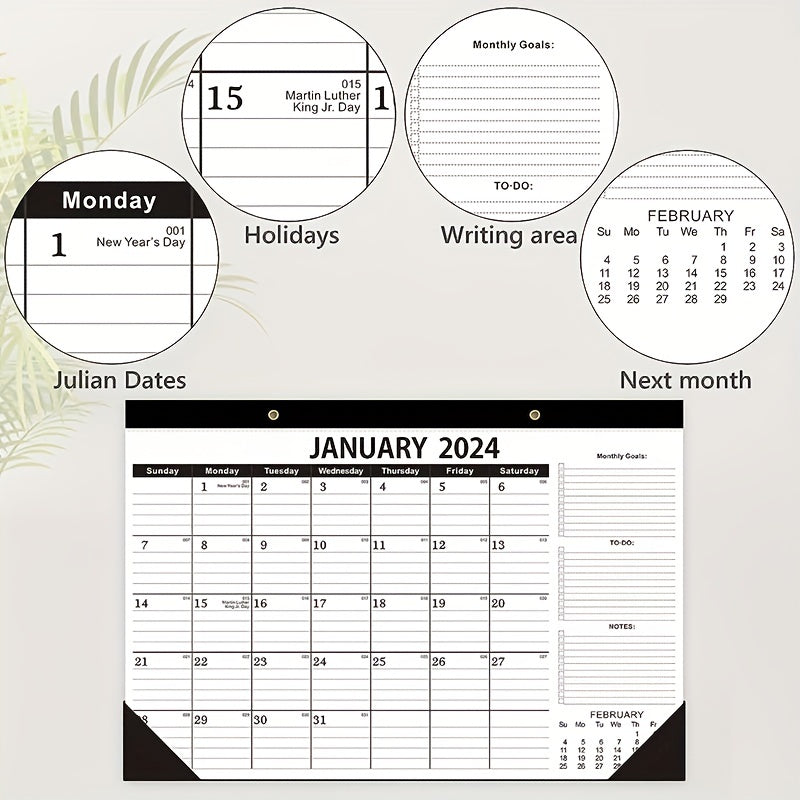 Large Desk Wall Calendar July-Dec 18 Months 18x30