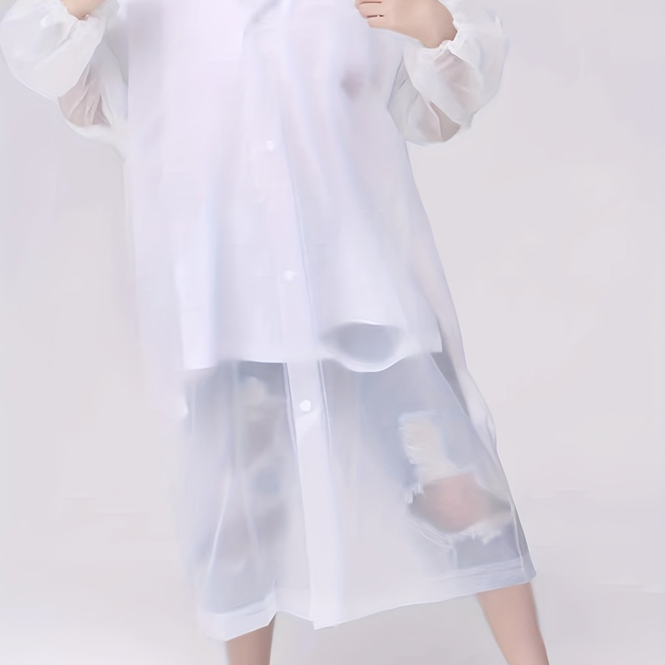 Kids Reusable Transparent Raincoat Button Front