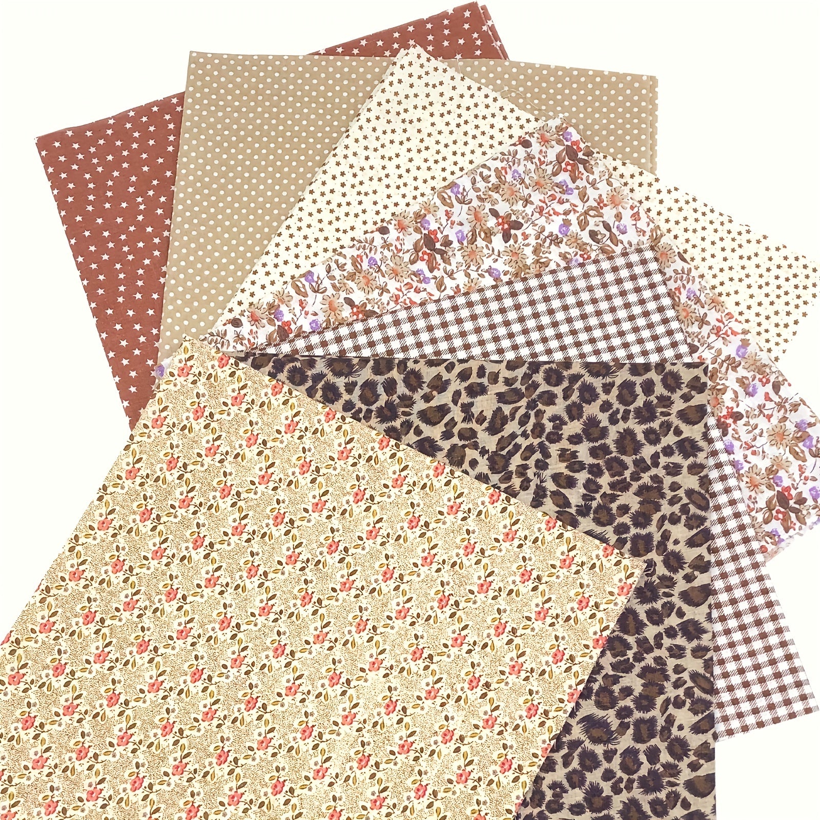 7pcs 49 78 49 Coffee Series Floral Cotton Fabric Quilting Patchwork Fabric