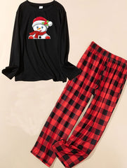 Snowman Print Tee & Plaid Pants Pajamas Set