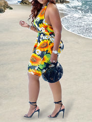 Halter Neck Casual Romper, Medium Stretch