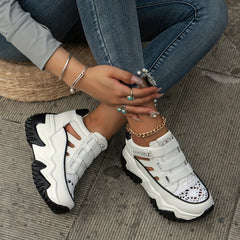 Women's Cutout Platform Sneakers Casual Hook & Loop Shoes
