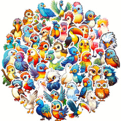 50pcs Bird Words Sound Stickers Owl Parrot Cartoon Vinyl Waterproof Stickers