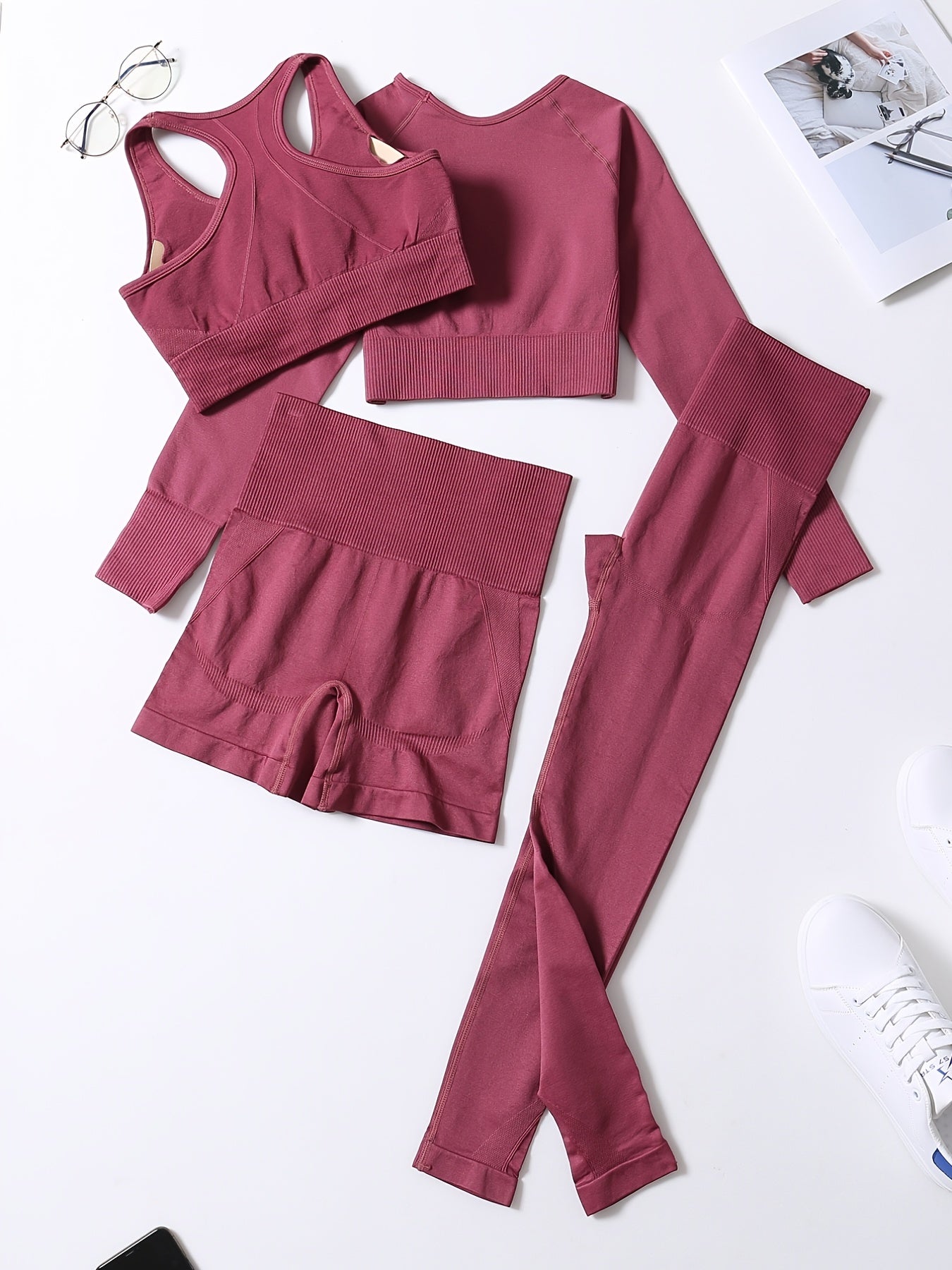 Ribbed Seamless Crop Tank High Waist Yoga Leggings Set