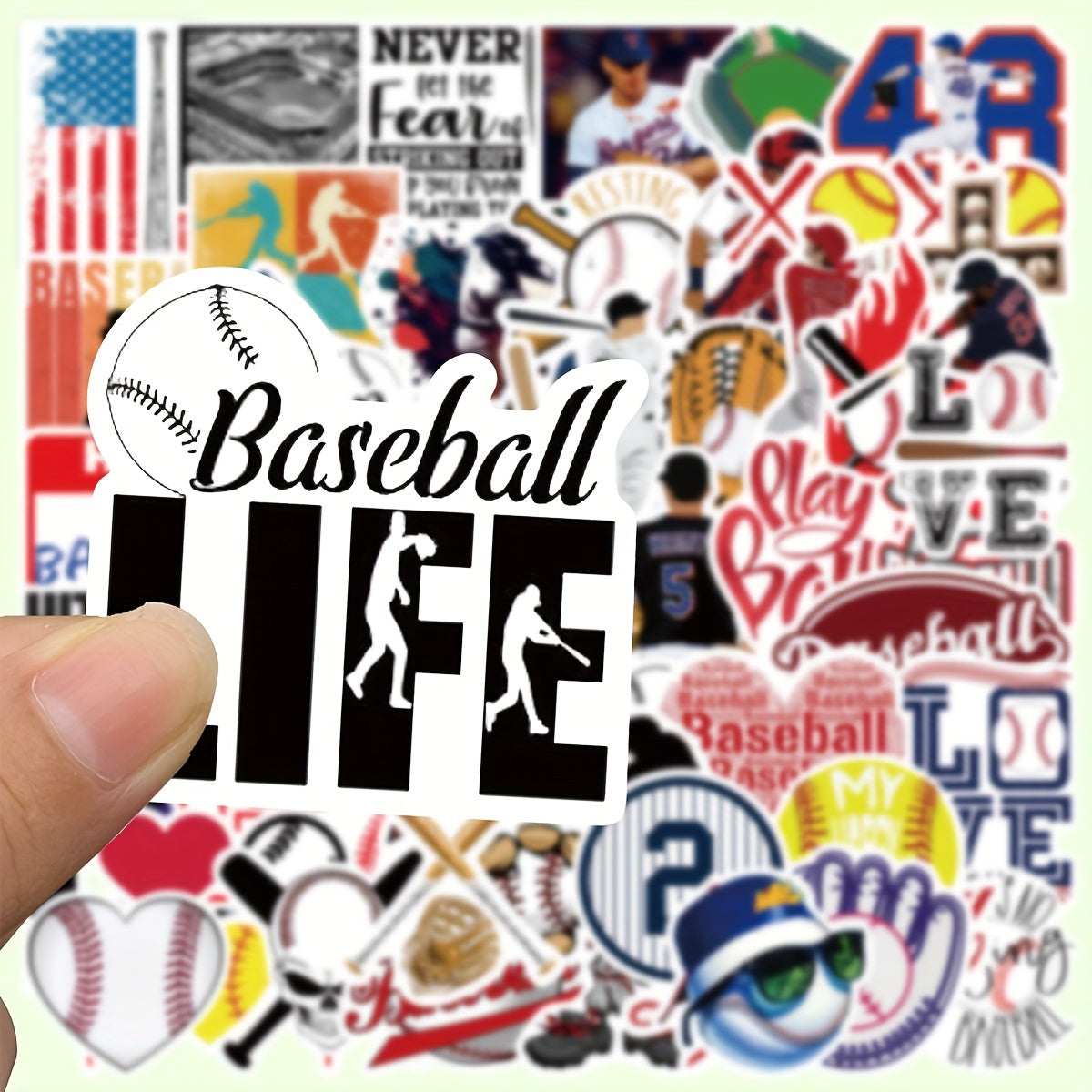 52pcs Baseball Stickers Mobile Phone Case Notebook Water Cup Decoration
