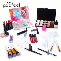 Women's Makeup Set: Eyeshadow, Eyebrow Pencil, Lip Gloss, Lipstick, Lip Balm