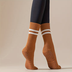 3 Pcs Striped Non-slip Yoga Socks for Pilates Barre Fitness