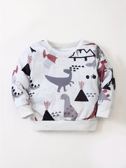 Dino Print Kid's Sweatshirt Unisex Pullover Long Sleeve Top