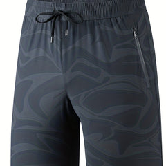 Men's Quick Dry Stretch Shorts with Zipper Pockets & Drawstring