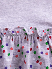 Purple Spot Cartoon Dress Long Sleeved