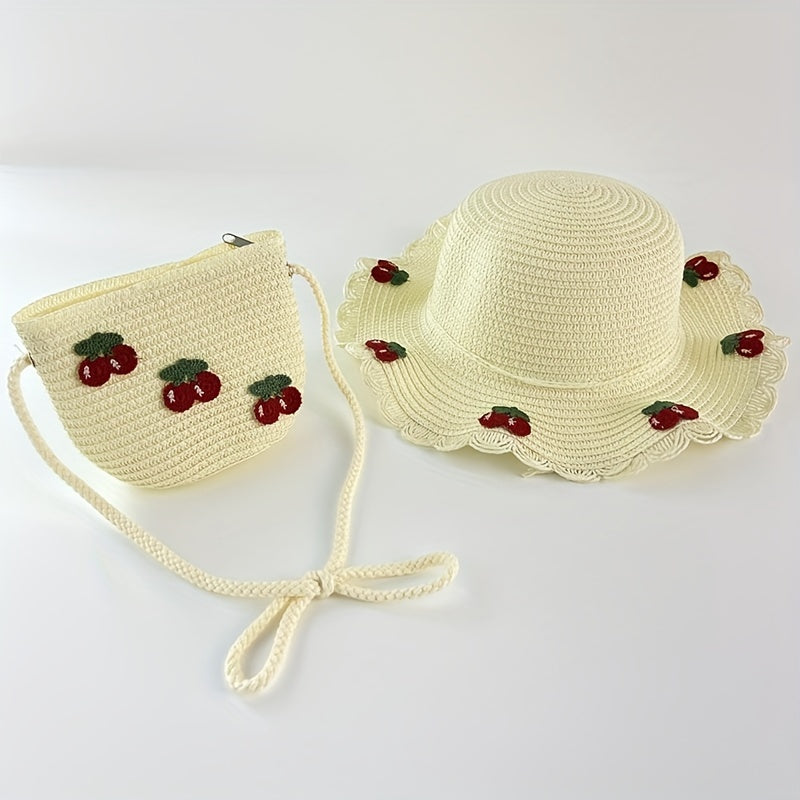 Kids' Summer Cherry Straw Hat Outing Sun Hat