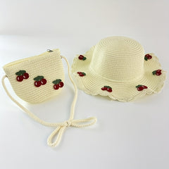 Kids' Summer Cherry Straw Hat Outing Sun Hat