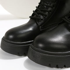 Chunky Heel Ankle Boots Lace Up Short Boots Women's Footwear