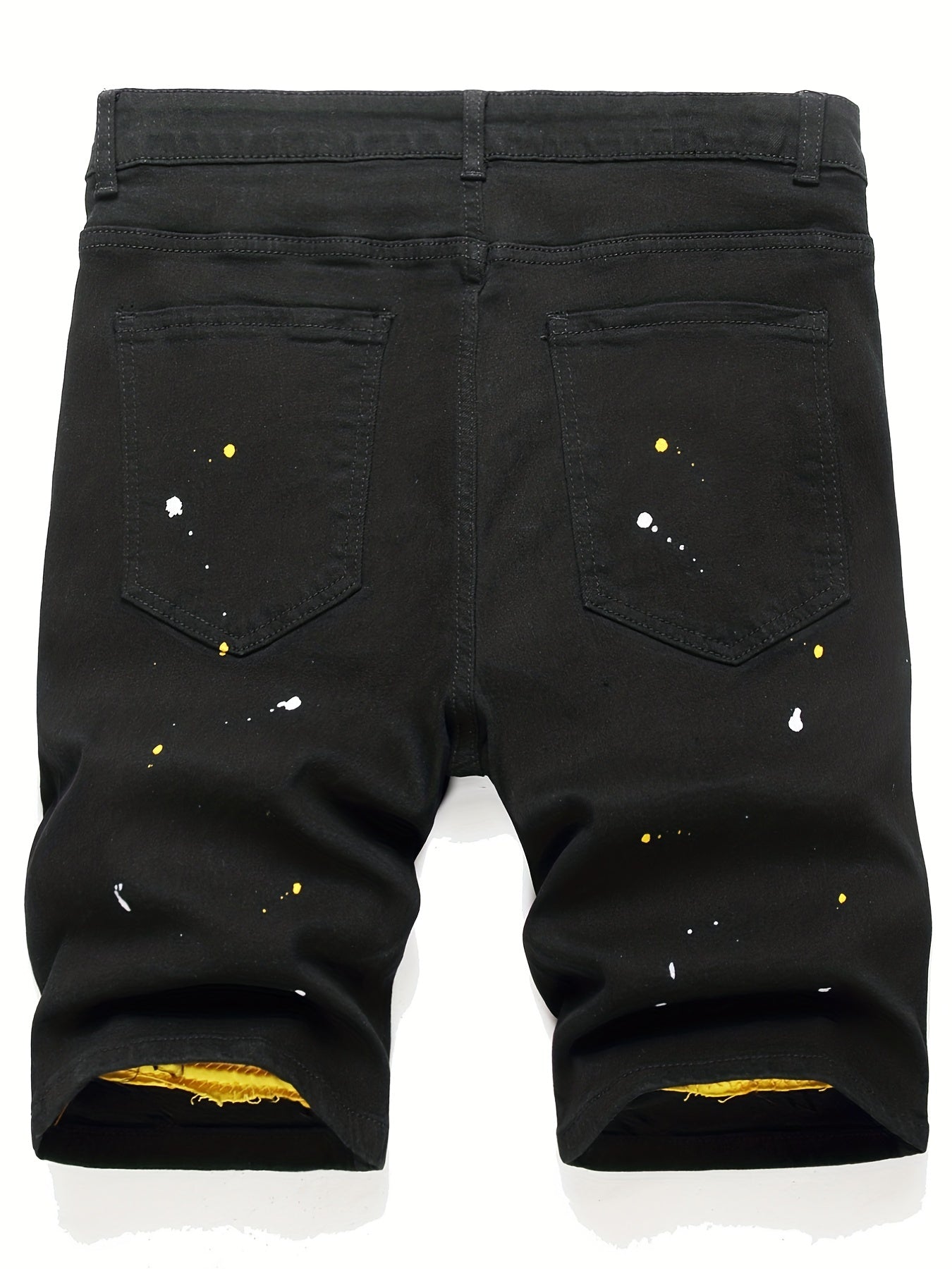 Men's Spray Painted Ripped Denim Shorts