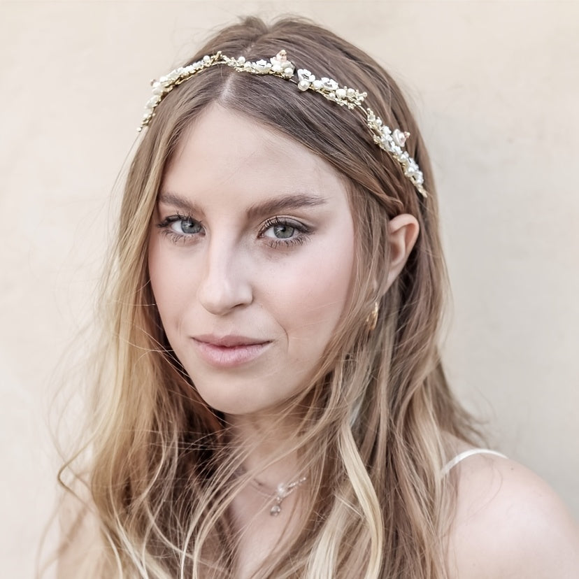 Crystal Bridal Hair Vine Pearl Wedding Hair Jewelry Women Crowns