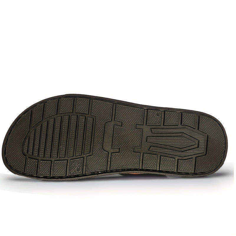 Men's PU Leather Slides Sandals Casual Non Slip Slippers