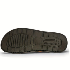 Men's PU Leather Slides Sandals Casual Non Slip Slippers