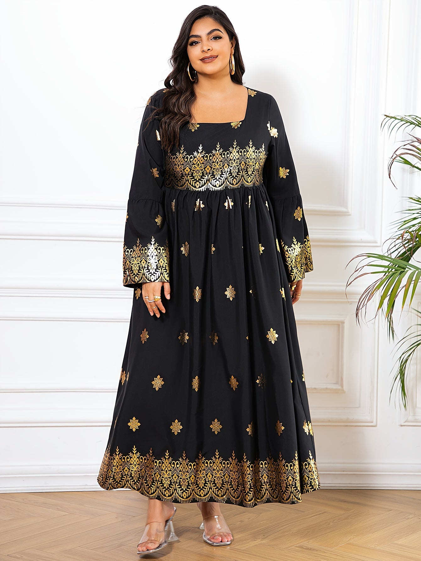 Floral Print Long Sleeve Maxi Dress