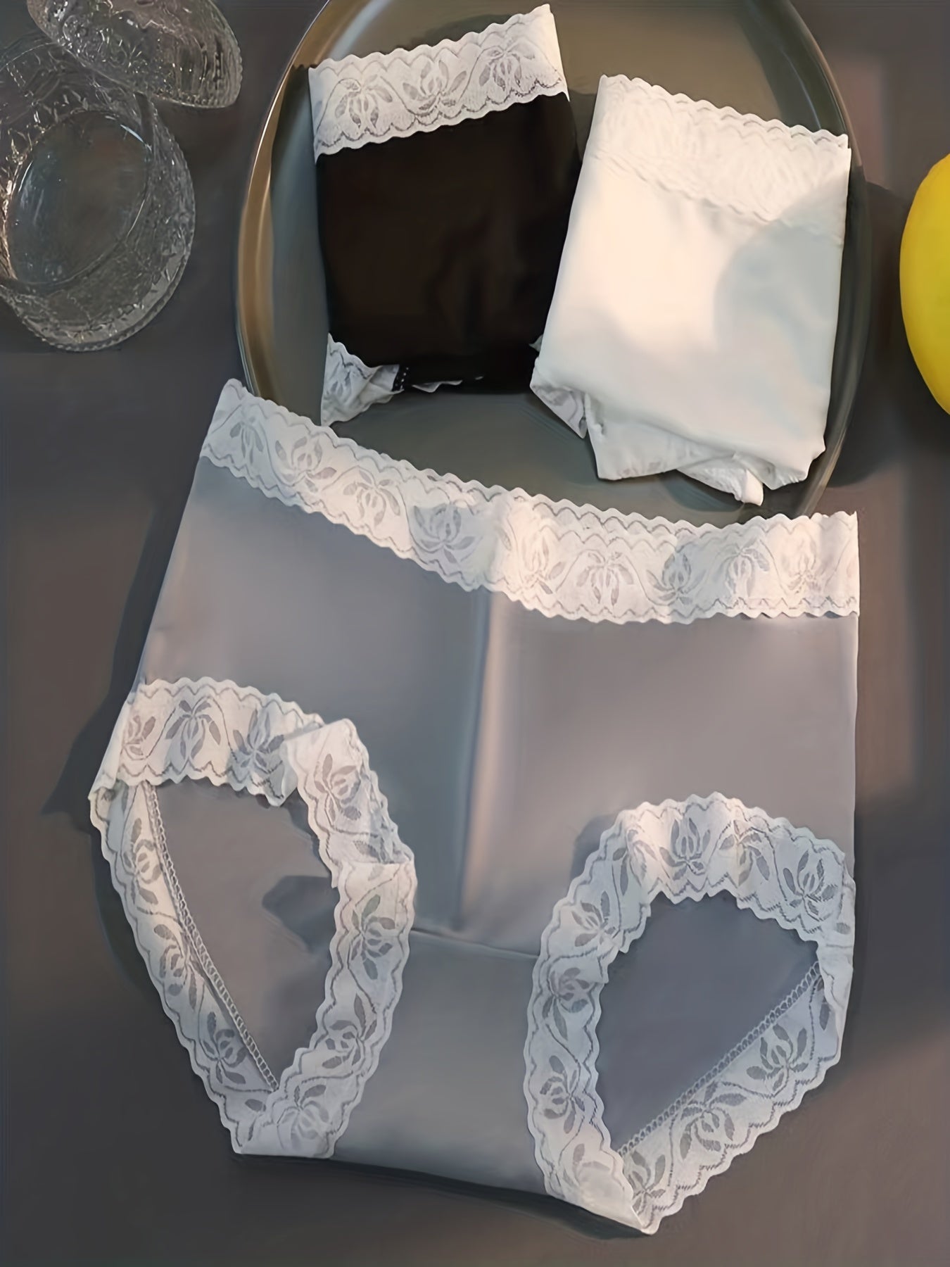 3pcs Lace Briefs Comfy Stretchy Panties Women's Lingerie